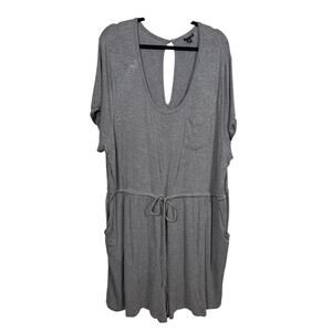 Torrid Romper Womens Plus 4X Gray Keyhole Back Drawstring Short Sleeve Rayon